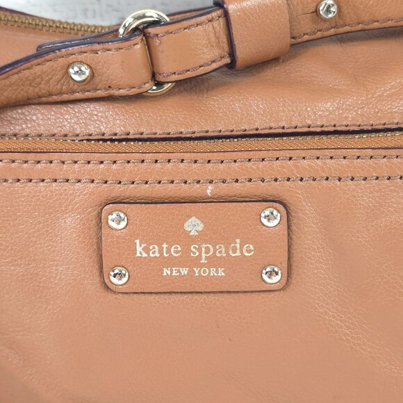 KATE SPADE NEW YORK TAN BROWN PEBBLED LEATHER SMALL CROSSBODY BAG ZIPPER ❗AS-IS❗ - Picture 5 of 16